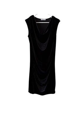 Black Sleeveless Drape Velvet Maternity Dress By My Bump L